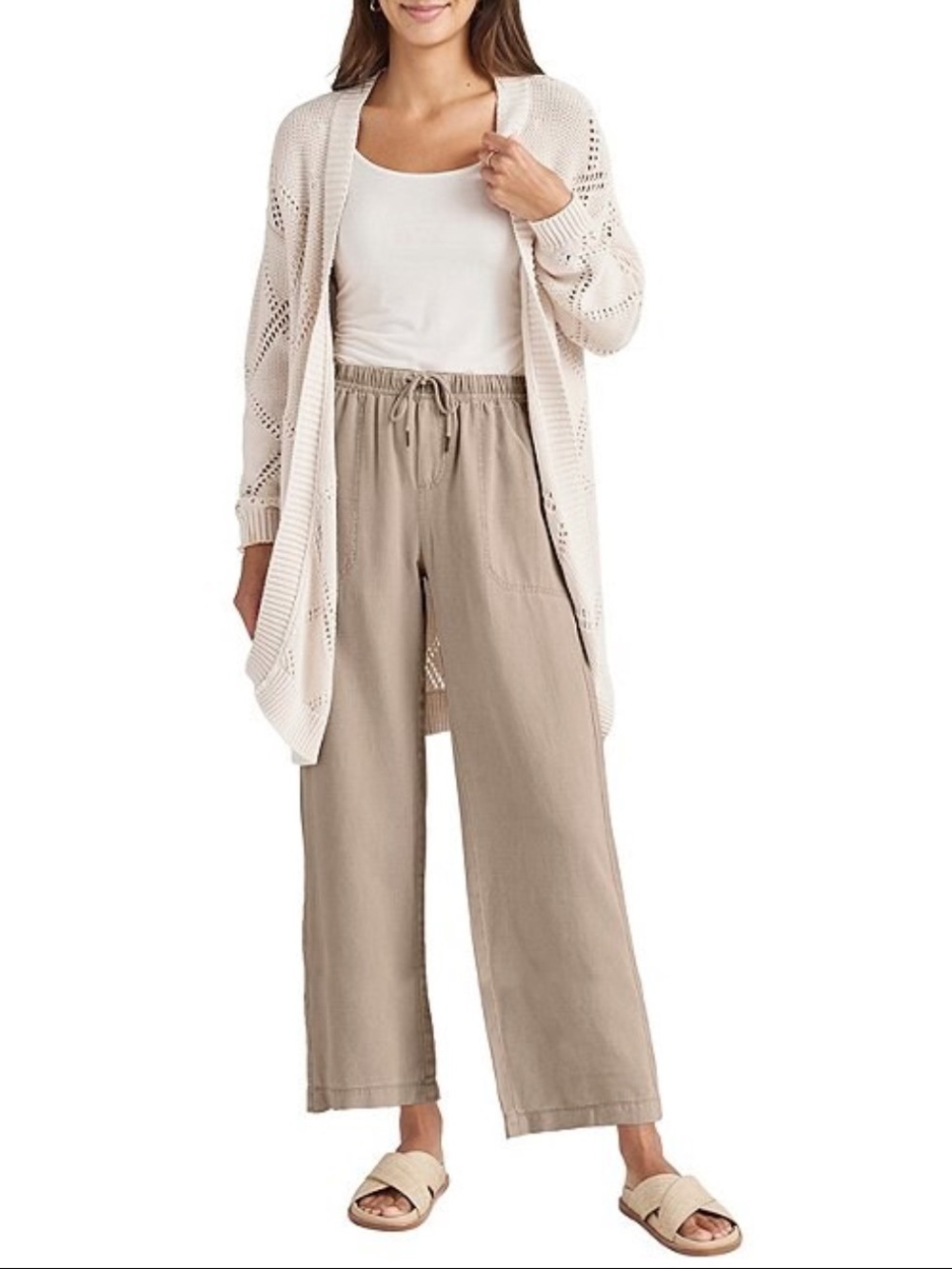 Splendid sz L Angie Linen blend Cropped Pants - Taupe Brown
